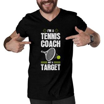 Tennis Player Costume Sports Teacher No Target Tennis Coach Men V-Neck Tshirt - Seseable