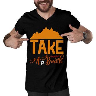 Travel Lover Takes A Breath In The Fresh Air At The Place Of Exploration Men V-Neck Tshirt - Seseable