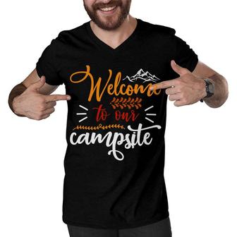 Travel Lovers Welcome To Their Campsite To Explore Men V-Neck Tshirt - Seseable