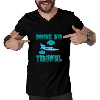 Travel Lovers Who Were Born To Travel And Explore Men V-Neck Tshirt - Seseable