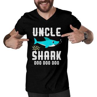 Uncle Shark Fathers Day Birthday Christmas Gift 2021 Ver2 Men V-Neck Tshirt - Seseable