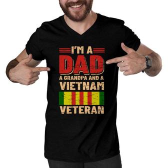 Veteran 2022 Dad Grandpa Vietnam Veteran Vintage Men V-Neck Tshirt - Seseable