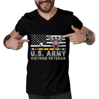 Veteran 2022 Us Army Vietnam Veteran Usa Flag Men V-Neck Tshirt - Seseable