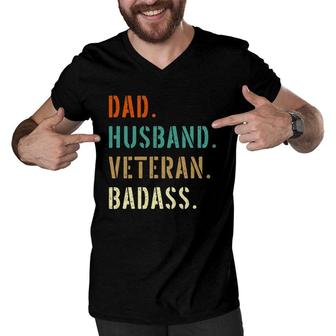 Veteran Military Dad Gifts From Daughter Son Wife Men V-Neck Tshirt - Seseable
