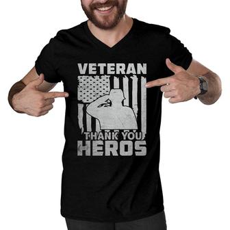Veteran Thank You Hero Veteran 2022 White Art Men V-Neck Tshirt - Seseable