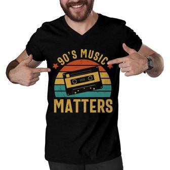 Vintage 90S Music Matters Mixtape 80S 90S Styles Men V-Neck Tshirt - Seseable