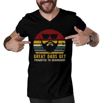 Vintage Great Dads Get Promoted To Grandaddy Rad Dads Men V-Neck Tshirt - Seseable