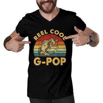 Vintage Reel Cool Gpop Fishing Fathers Day Gift Men V-Neck Tshirt - Seseable