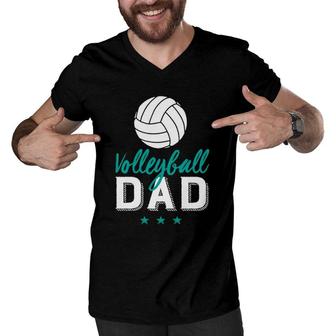 Volleyball Dad Proud Father And Sports Parents Men V-Neck Tshirt - Seseable
