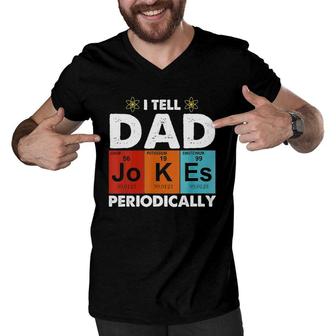 Womens I Tell Dad Jokes Periodically Retro Vintage V-Neck Men V-Neck Tshirt - Seseable