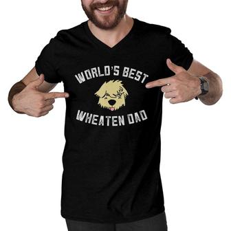 Worlds Best Wheaten Dad Fathers Day Wheaten Terrier Men V-Neck Tshirt - Seseable