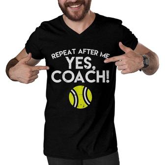 Yes Coach Tennis Funny Sports Player Men V-Neck Tshirt | Seseable CA
