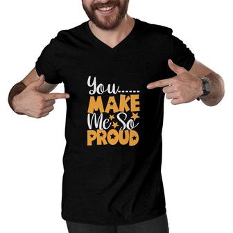 You Make Me So Proud Orange And White Great Graphic Teacher Men V-Neck Tshirt - Seseable