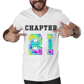 21St Birthday Colorful Chapter 21 Tie Dye Men V-Neck Tshirt - Seseable