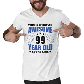 99Th Birthday Awesome Gift For Him 99 Years Old Grandpa 1923 Ver2 Men V-Neck Tshirt | Mazezy