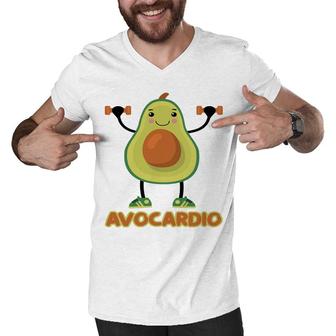 Avocardio Funny Avocado Is Gymming So Hard Men V-Neck Tshirt - Seseable