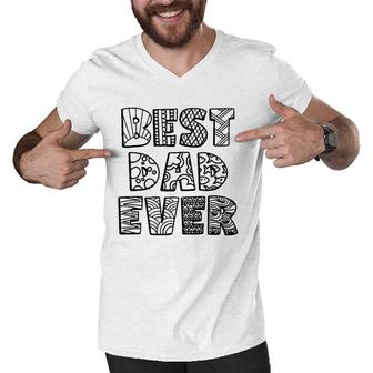 Best Dad Ever Coloring Doodle Art Fathers Day Gift Men V-Neck Tshirt - Seseable