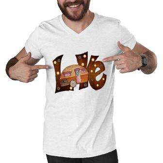Colorful Love Camping Adventure Camp Life Custom Men V-Neck Tshirt | Seseable FR