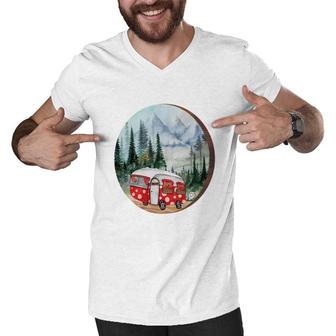 Custom Happt Life Happy Camper Camp Life Men V-Neck Tshirt - Seseable