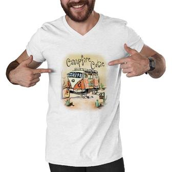 Cute Custom Campfire Cutie Camp Life Idea Gift Men V-Neck Tshirt - Seseable