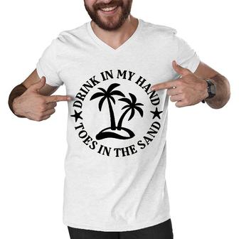 Drink In My Hand Toes In The Sand Men V-Neck Tshirt - Seseable