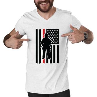 Firefighter Usa Flag Great Gift For Firefighter Men V-Neck Tshirt - Seseable