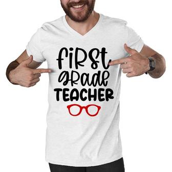 First Grade Teacher Back To School Glasses Men V-Neck Tshirt - Seseable