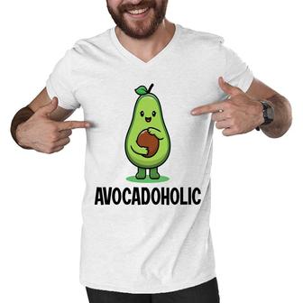 Funny Avocado Avocadoholic Hug A Small Ball Men V-Neck Tshirt - Seseable