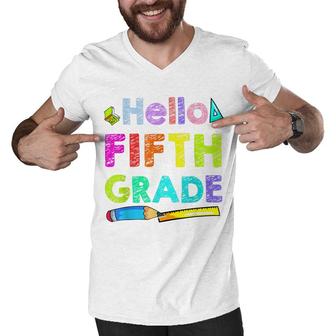 Funny Back To School Hello Fifth Grade 5Th Grade For Kids Men V-Neck Tshirt - Seseable