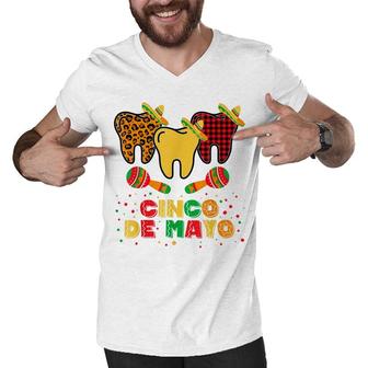 Funny Cinco De Mayo Three Tooth Sombrero Hat Dentist Lovers Men V-Neck Tshirt - Seseable