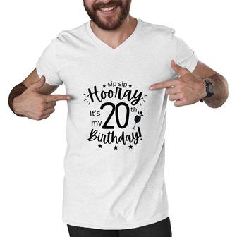 Hooray It Is My 20Th Birthday Since I Was Born In 2002 Men V-Neck Tshirt - Seseable