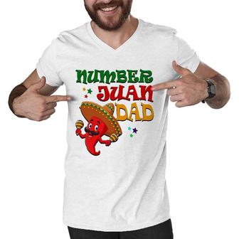 Mens Numbers Juan Dad Funny Spanish Dad Best Dad Ever Mexican Men V-Neck Tshirt - Seseable