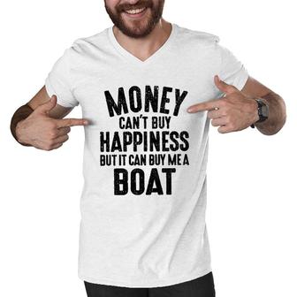 Money Cant Buy Happiness Funny Saying Meaning Gift Men V-Neck Tshirt - Seseable