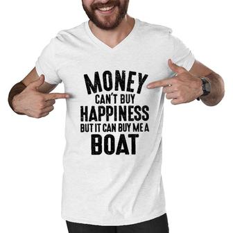 Money Cant Buy Happiness Funny Saying New Letters Men V-Neck Tshirt - Seseable