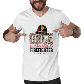 Once Always A Firefighter Proud Job Leopard Design Men V-Neck Tshirt - Seseable