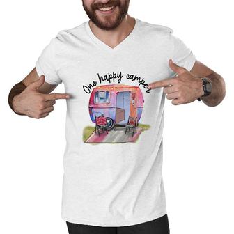 One Happy Camper One Happt Person Camp Life Custom Men V-Neck Tshirt - Seseable
