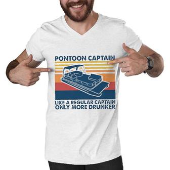 Pontoon Captain Like A Regular Captain New Blue Graphic Men V-Neck Tshirt - Seseable