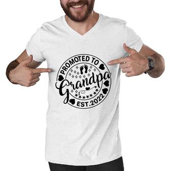Promoted To Grandpa Est 2022 Circle Black Graphic Fathers Day Men V-Neck Tshirt - Seseable