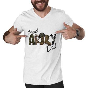 Proud Army Dad For Hero Military Dad Men V-Neck Tshirt - Seseable
