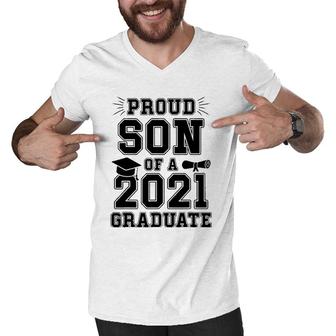 Proud Son Of A 2021 Graduate School Graduation Mom Dad Grad Men V-Neck Tshirt - Seseable