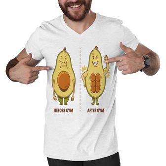 Recurso Funny Avocado Befor And After Gym Men V-Neck Tshirt - Seseable