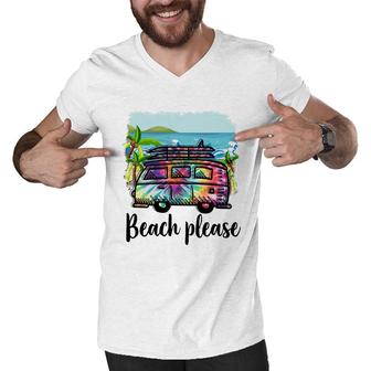 Summer Time Beach Please Retro Summer Beach Men V-Neck Tshirt - Seseable
