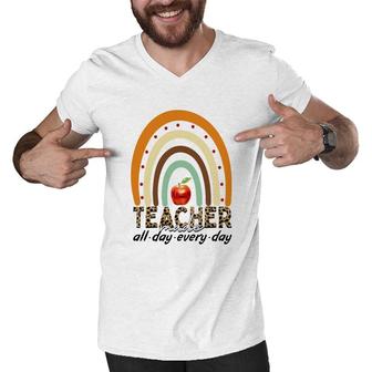 Teacher Made All Day Everyday Rainbow Men V-Neck Tshirt - Seseable