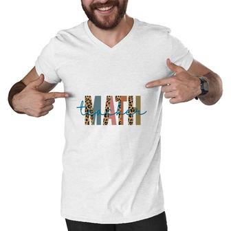 Teacher Math Leopard Design Half Leopard Men V-Neck Tshirt - Seseable