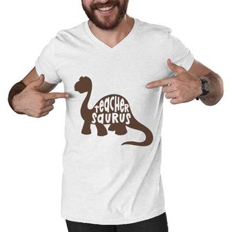 Teacher Saurus Dinosaur Great Art Graphic Men V-Neck Tshirt - Seseable
