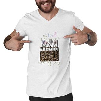 The Lord Of My Strength And My Song Flower And Leopard Christian Style Men V-Neck Tshirt - Seseable