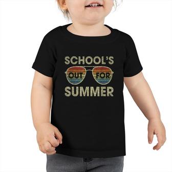 Cute Retro Last Day Of School Schools Out For Summer Teacher Toddler Tshirt - Seseable