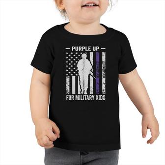 I Purple Up For Military Kids Soldier Strong Month Toddler Tshirt - Seseable