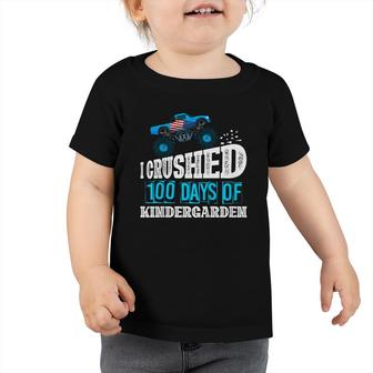 Kids I Crushed 100 Days Of Kindergarten 100Th Day Of School Boys Toddler Tshirt - Seseable