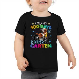 Kids I Crushed 100 Days Of Kindergarten Dirt Bike Backpack Boys Toddler Tshirt - Seseable